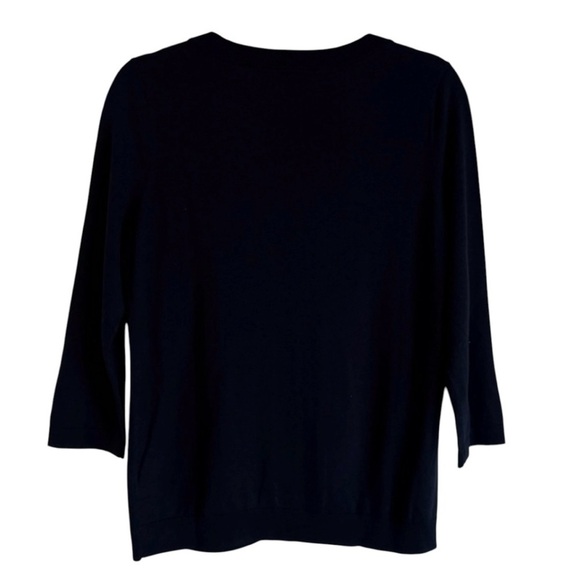 NWT Talbots Navy Blue Crewneck Sweater Top 3/4 Sleeves Preppy Summer Top Medium - Picture 7 of 9